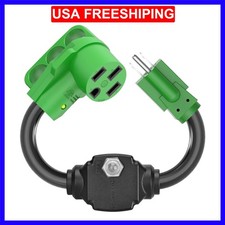 Overload Protector 50 Amp to 110 Volt RV Adapter Cord with Circuit Breaker, N...