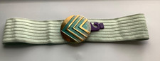 Charmant Belt VTG Elastic Stretch Mint Green W/ Gold  Green Enameled Buckle NEW