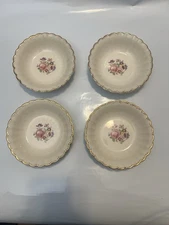 Leigh Ware Potters LEP1 Floral 22k Gold Warranted GFE - 6-1/4" - 4 CEREAL BOWLS