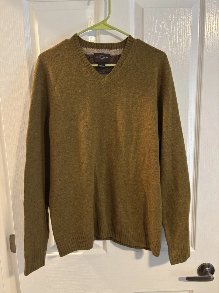 Suéter negro marrón 1826 verde oliva mezcla lana de cordero cuello en V para hombre talla grande Foto 4 de 4