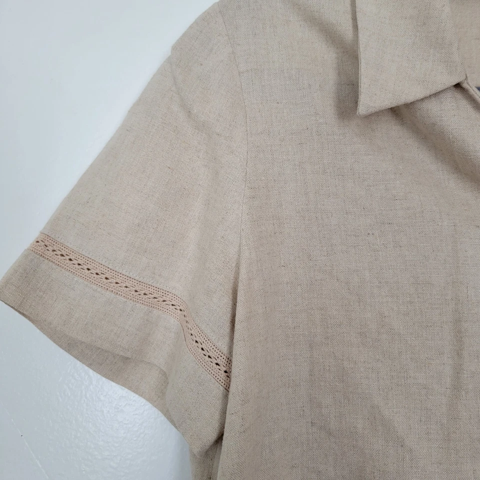 Casual Corner Annex petite Crema Lino Mezcla Botones Top en Mujer M Foto 2 de 4