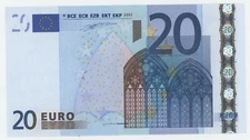 European Union Spain 20 Euro 2002 Pick 3v UNC Uncirculated Banknote Prefix V