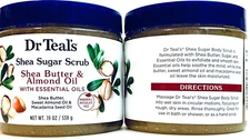 2 Ct Dr Teal's Shea Sugar Scrub Shea Butter & Almond Oil & Essential Oils 19 Oz
