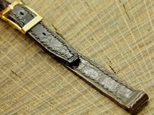 Accutron Vintage NOS Unused Brown Faux Leather w Gold Tone Buckle Watch Band 8mm