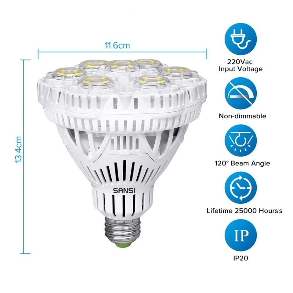 5500LM BR30 40W LED Light Bulb Garage Workshop Lamp Energy Saving 5000K Daylight - Image 2 of 4