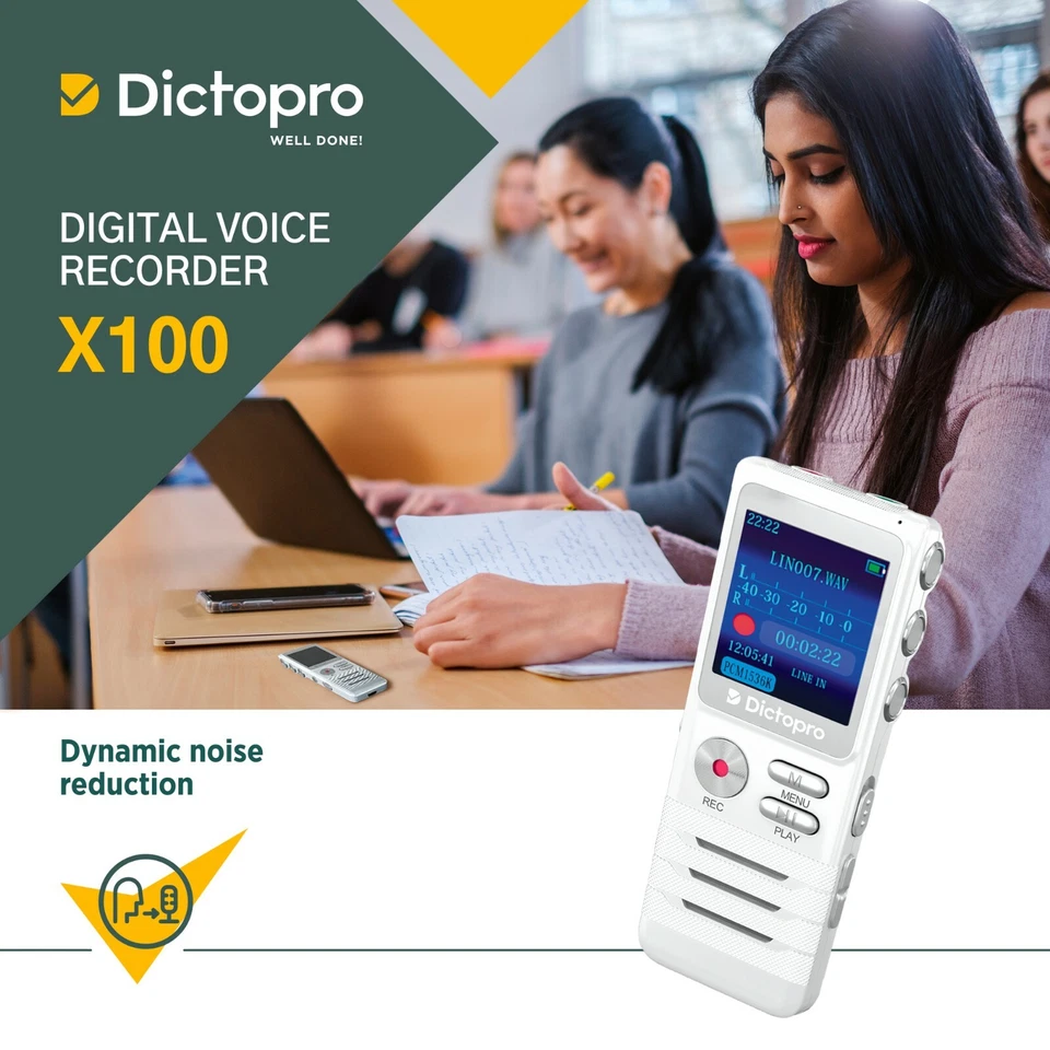 DICTOPRO X100 Digital Voice Activated Recorder Portable Mini Dictaphone 8GB - Image 3 of 4