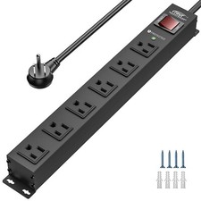 6-outlet Heavy Duty Power strip 2100J Surge Protector,14AWG/3C/1875W/6FT Cord