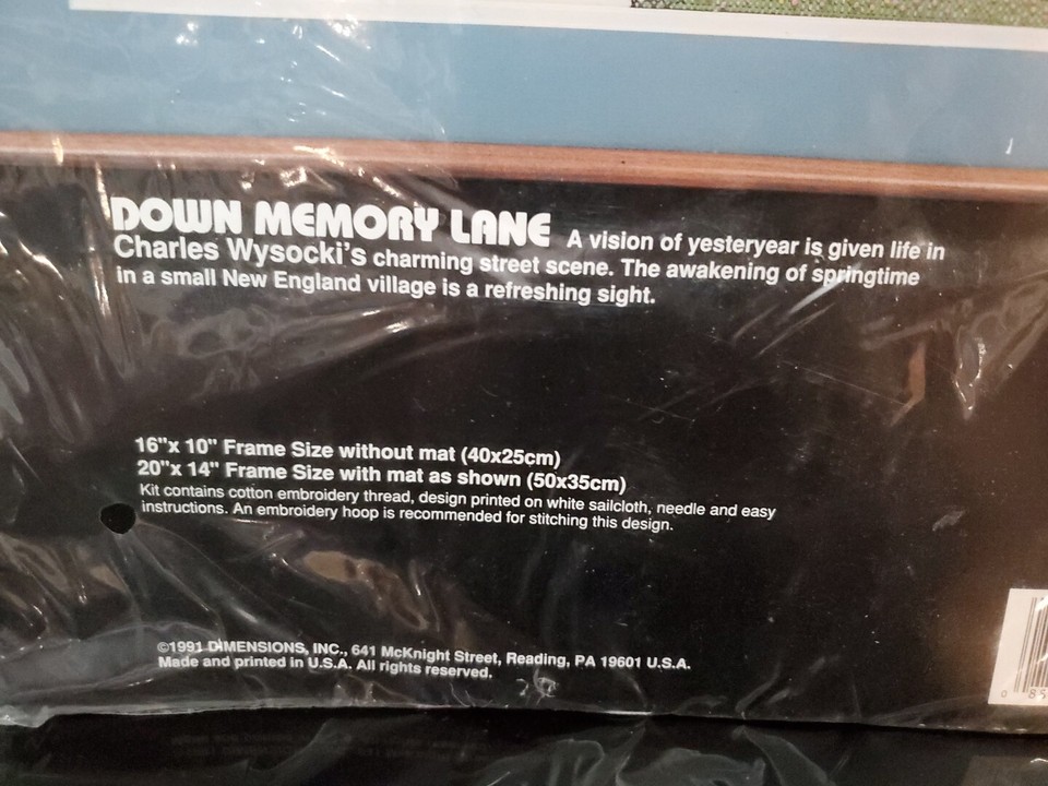 Dimensions Stamped Cross Stitch Kit DOWN MEMORY LANE 3116 Charles