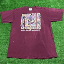 Vintage 90's Cabo San Lucas Mexico Butterfly T-Shirt Red Size XL Made in USA