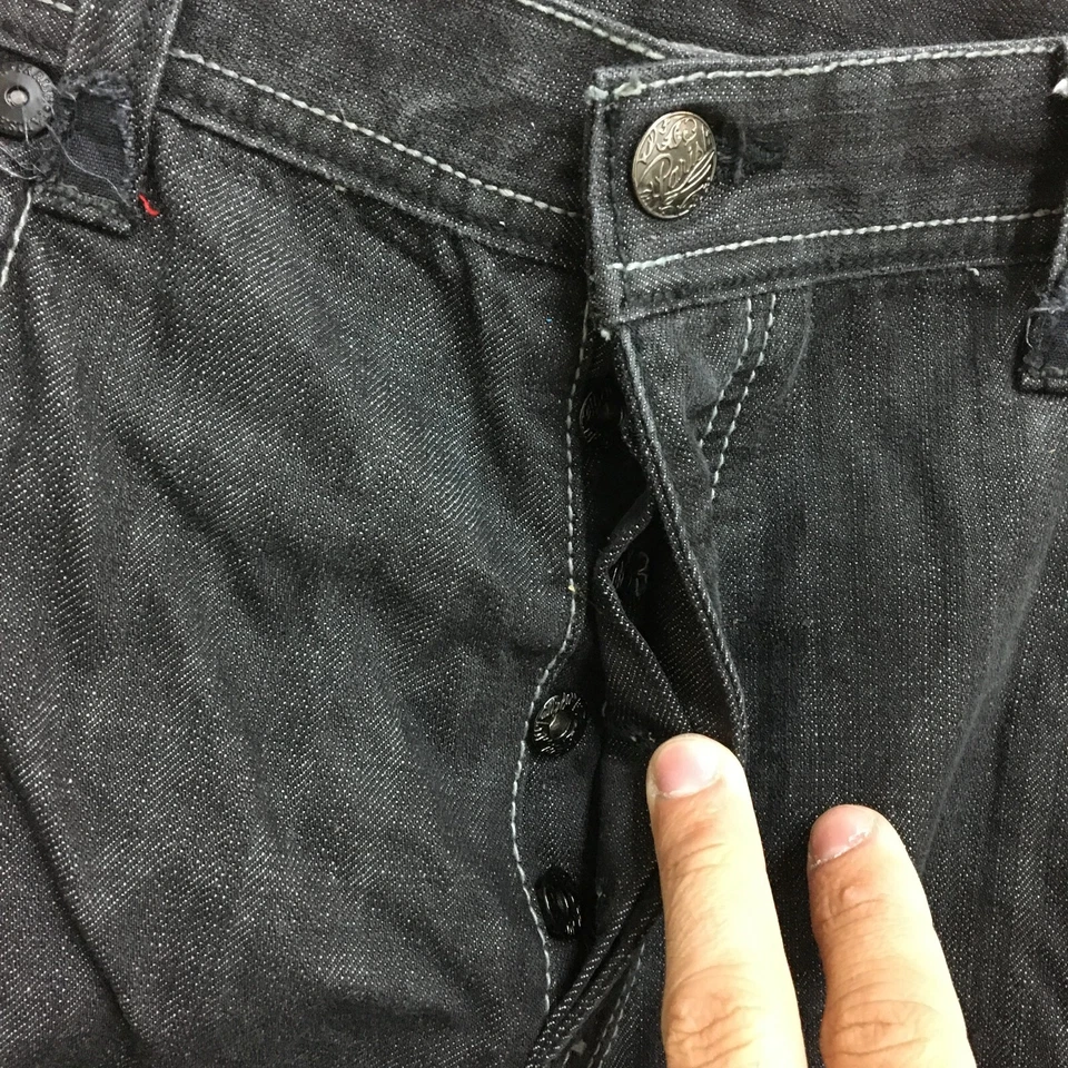 Jeans Parish 40 (se adapta a 38x32) para hombre negros de mezclilla pierna recta lavado oscuro botón mosca Foto 4 de 4