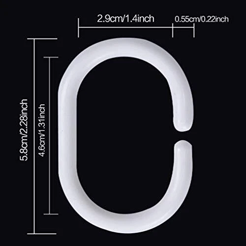 36 Pcs Plastic Shower Curtain Rings C Hanger Hooks for Bathroom Shower - Image 4 of 4