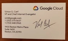 Vint Cerf SIGNED Authentic Google Business Card SignedAutograph Internet Pioneer