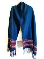 NWT Woman Long Tassel Scarf Soft Acrylic Blend Navy Blue Girlfriend Culturefly