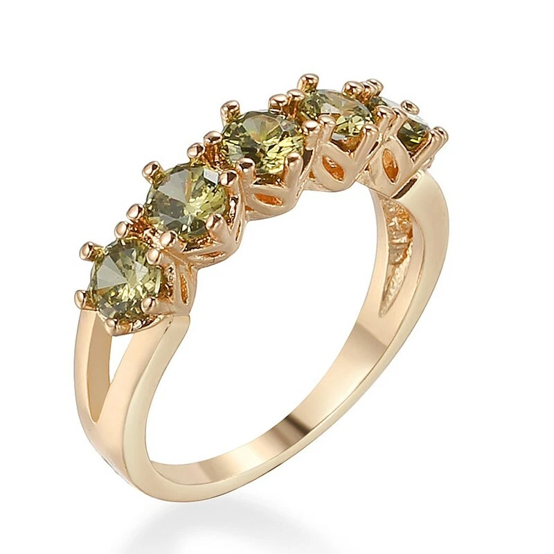 Olive Green Single Row CZ Bands 925 Silver 3mm Women's Engagement Ring Size 6-10 - Image 4 of 4