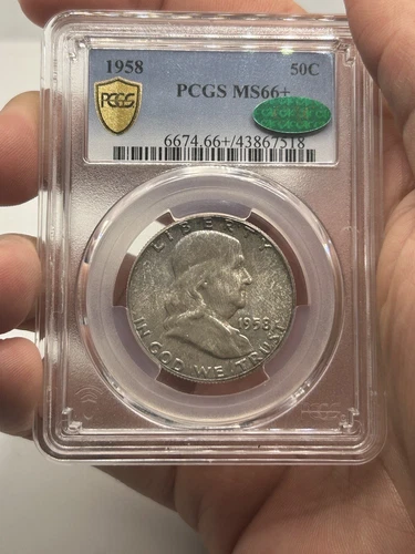 1958 Franklin Half Dollar PCGS/CAC MS-66+ Plus Grade! Colorful Mint Set Toning!