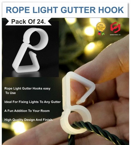 Gutter Hooks Rope Light Clips Attaching House Decoration Christmas  24pc - Picture 6 of 6