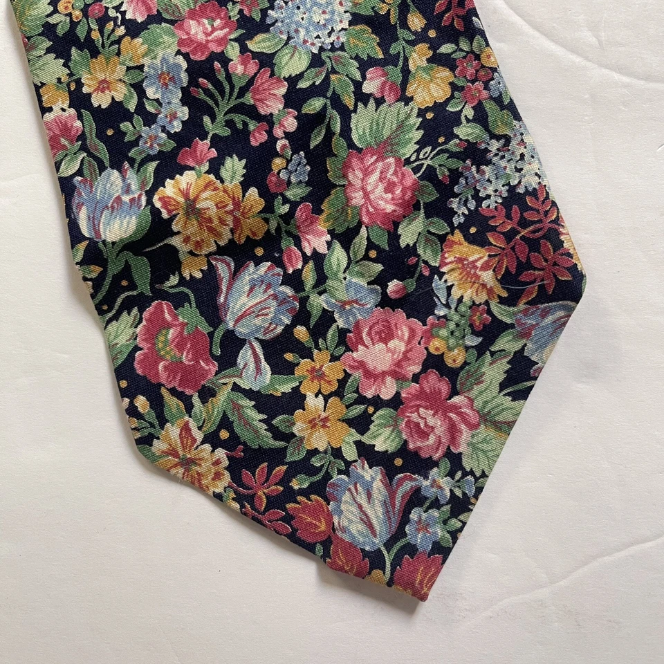 Corbata cuello bajo floral algodón preppy Foto 2 de 4