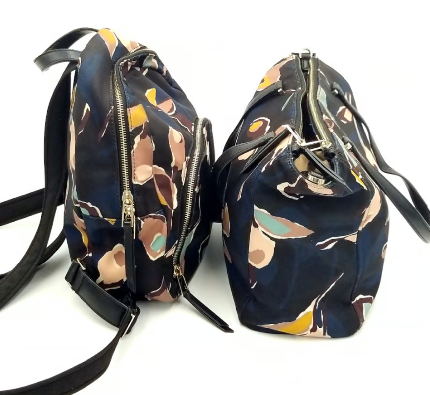 Kate Spade Navy Floral Print Nylon Matching 3 pc Backpack  display picture 3