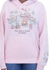Hello Kitty  Friends Go Camping Women's Pink Sweatshirt Pullover Hoodie M NWT