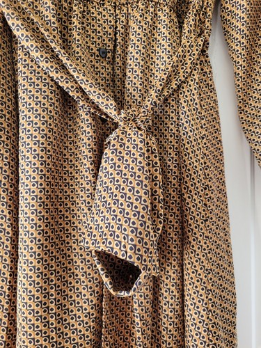 ZARA Geometric Pattern Satin Collared Mini Belted Shirt Dress Size L BNWT - Picture 4 of 14