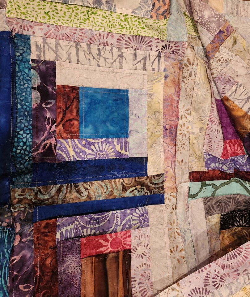 Colorful Batik Log Cabin Quilt Top eBay