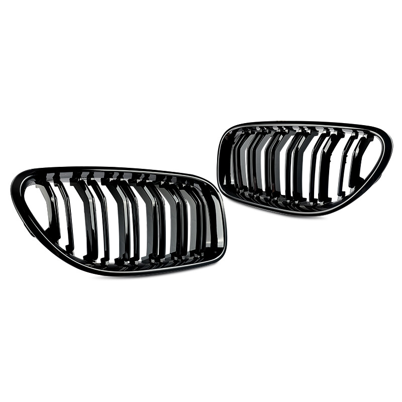 Replacement Front Bumper Kiney Grille Mesh Hood for BMW 2012-2017 6 Series F06 F12 F13 ABS Gloss Black Double Line Racing Grills