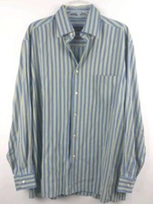 Bugatti Button Up Dress Shirt Long Sleeve Green Blue Yellow /Large