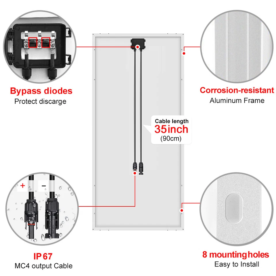 Dokio 200w Mono Solar Panel Monocrystalline for Home/Caravan/RV/Camper - Image 3 of 4
