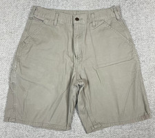 Carhartt Shorts Men  s 32 Cargo Beige Tan Cotton Canvas Flat Front 5-Pocket