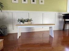 Farmhouse Wood Entryway Bench, 49”, Ivory Cream