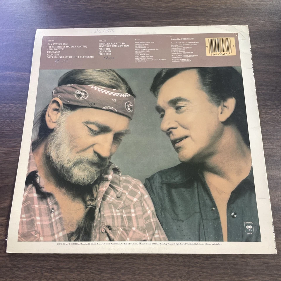 Willie Nelson Ray Price San Antonio Rose Vinyl LP Record 1980 CBS Inc - Image 2 of 4
