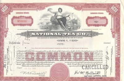 Aktie National Tea Company von 1948, historisch