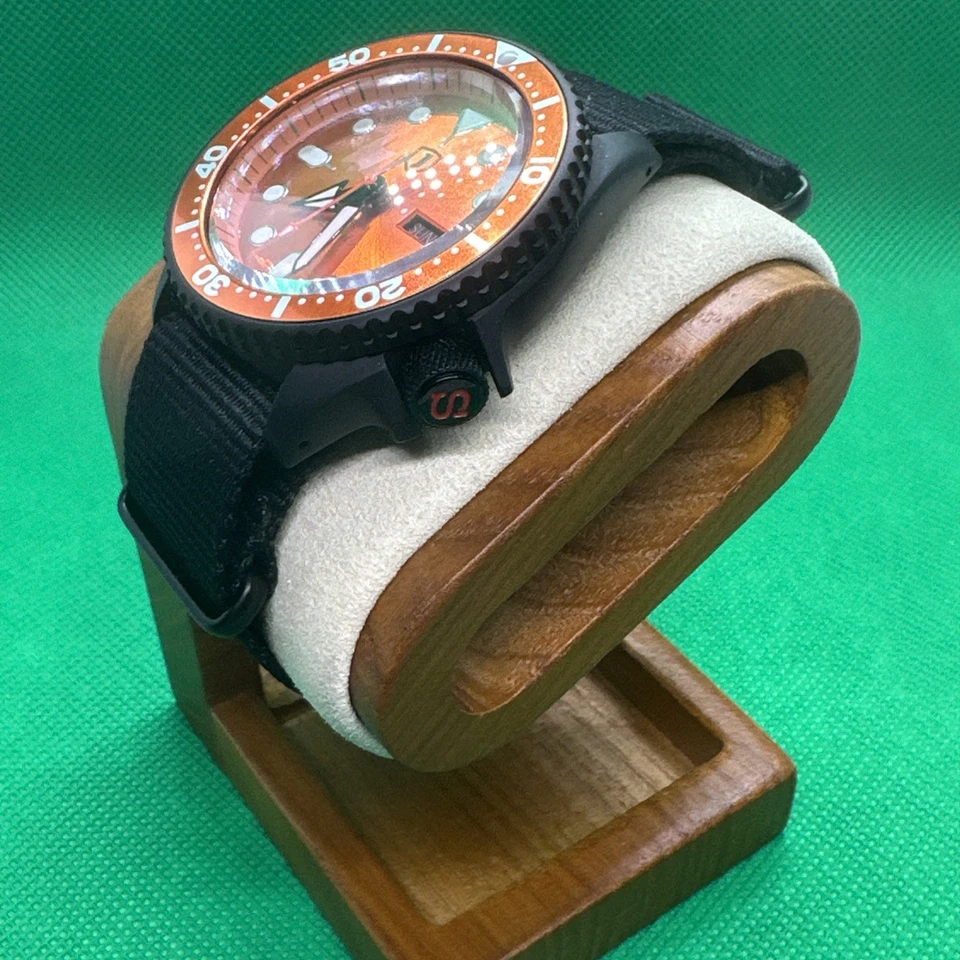 Reloj Seiko Mod NH36 Negro Y Naranja Movimiento Automático Personalizado Mod 41mm Estuche Foto 2 de 4