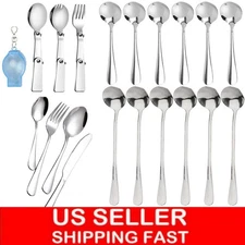 3/4/6 Pack Stainless Steel Soup Spoons Fork Knife Bouillon Table Serving Cooking