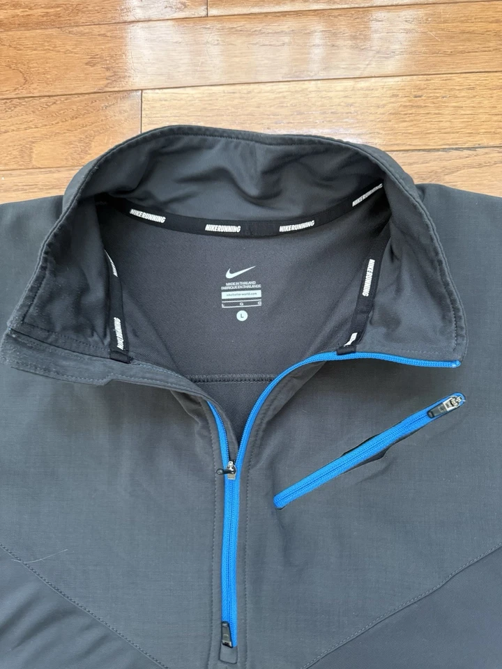 Nike Running Dri-Fit Camisa Para Mujer Grande Gris Agujero para el Pulgar 1/4 Cremallera Bolsillo Gimnasio Foto 3 de 4