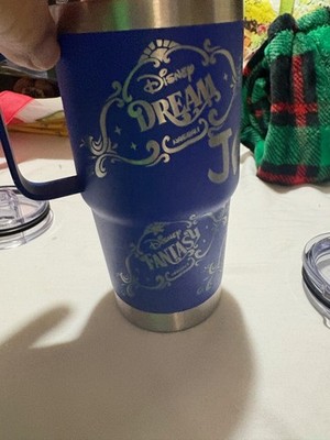 Custom Disney Cruise Trip BLUE 16 OZ.Tumbler W HNDL, Customized w NAME OF JOANNE