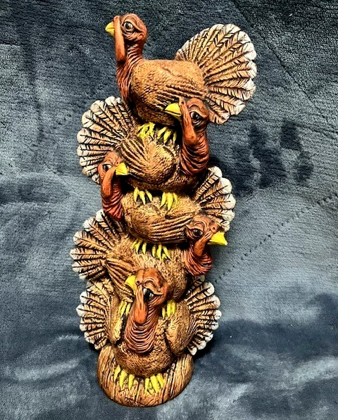 Ceramic Thanksgiving Turkey Centerpiece. 9 3/8” Tall. Tabletop Decor.