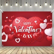 Happy Valentine's Day Banner 72x44 Inch Backdrop for Party Decorations New