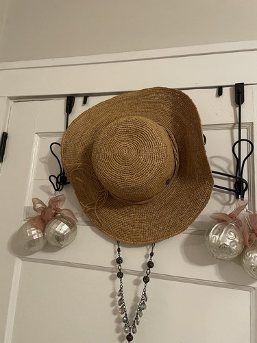Tommy Bahama Women’s Beige Straw Wide Brim Sun Hat Beach Bow Logo One Size