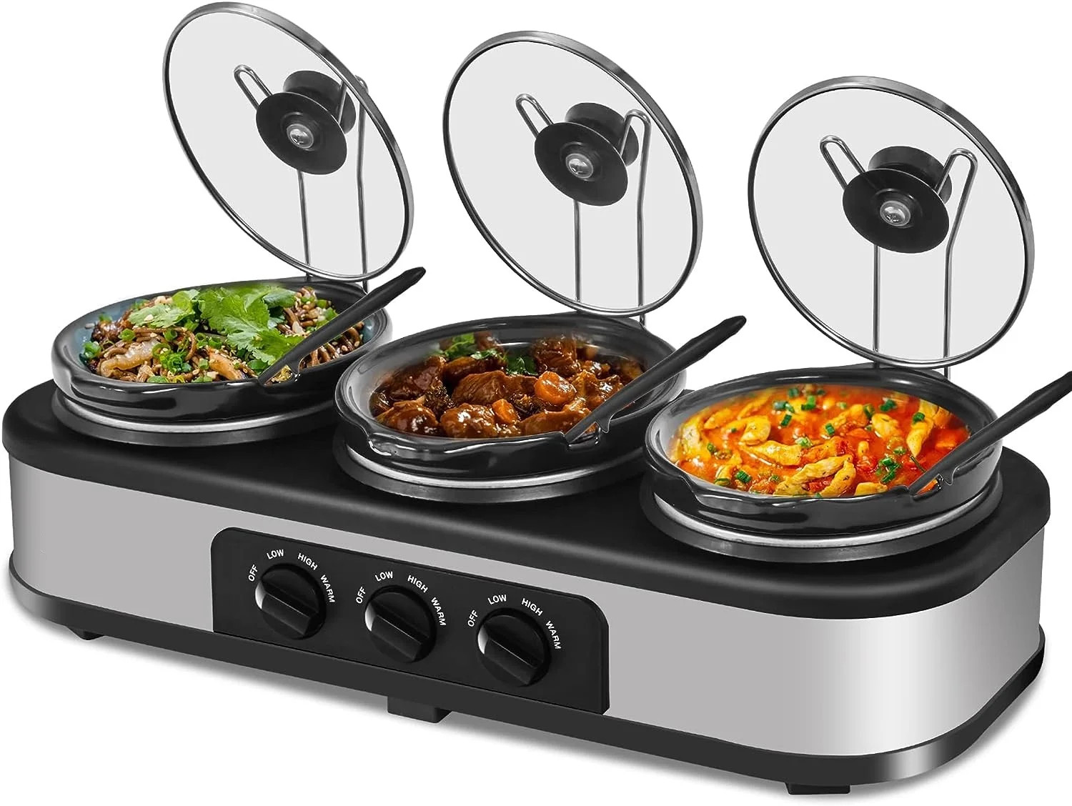 Triple Slow Cooker Buffet Server - 3 x 1.5 Quart with Adjust