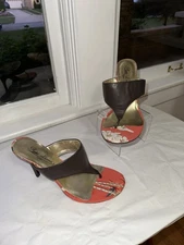 Poetic Licence Womens Brown / Coral Leather Tropical / Dancer Heel  Size 9.5 M