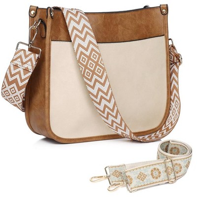 AUYOCO Kunstleder Crossbody Tasche Damen Schultertasche Khaki Beige