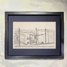 Jennie Lewis "Scene at Beach S.F, Cal" CUSTOM FRAMED Art