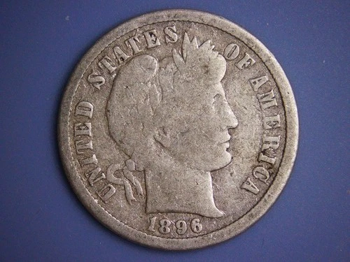 1896-O BARBER DIME__SEMI KEY DATE__SILVER COIN__GOOD / VG DETAILS__NEW ORLEANS
