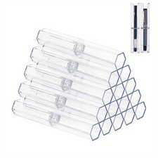15pcs Clear Plastic Pen Case Rectangle 156x28x25mm Paint Brush Organizers