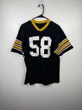 Vintage Russell Athletic Football Jersey Mens Large 70s Black Yellow Number 58