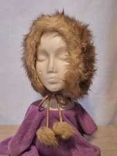 Vintage 60s Faux Fur Hat with Tie Pom Poms Ski Bunny