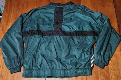 Vintage 90s Adidas Green Black Soccer Windbreaker Full Zip Jacket
