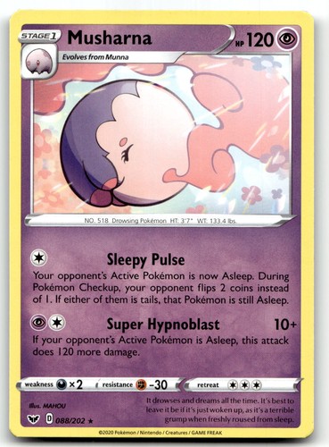 Musharna 088/202 SWSH01: Sword & Shield Base Set Rare Normal Pokemon TCG NM