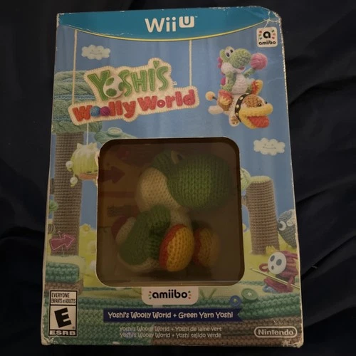 New Boxed Yoshi's Woolly + World Green Yarn Yoshi Amiibo Nintendo Wii U Sealed